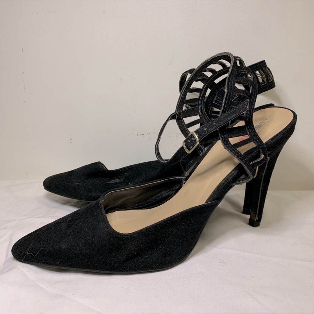 Elegant JustFab Black LadderCage StyleWomen's Heels Sz 8.5 🖤